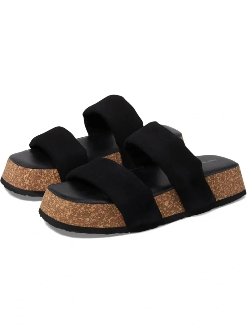 Free People NEW Fairmount Flared Black Suede Platform Slide Sandals Size 8.5